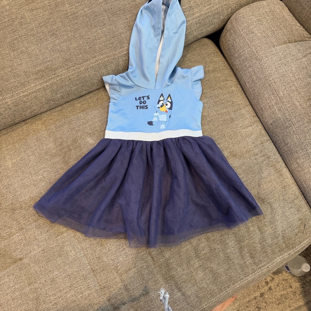 Bluey Themed Hooded Dress (2T)